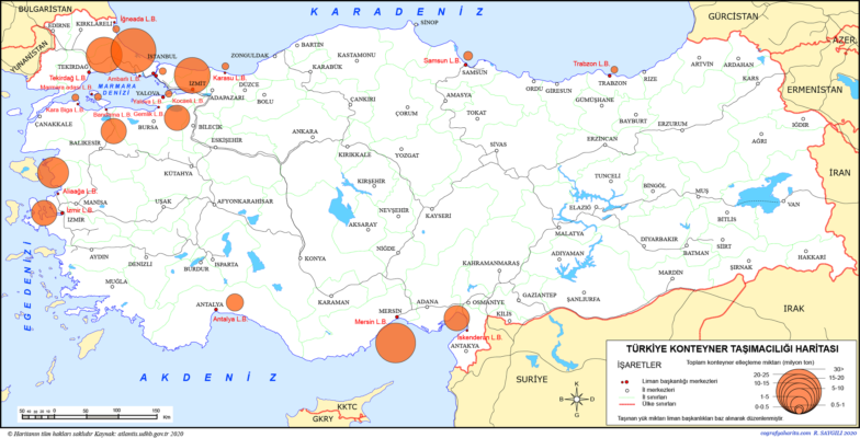Karta konteynernykh perevozok Turtsii