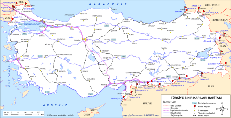 Karta pogranichnykh vorot Turtsii